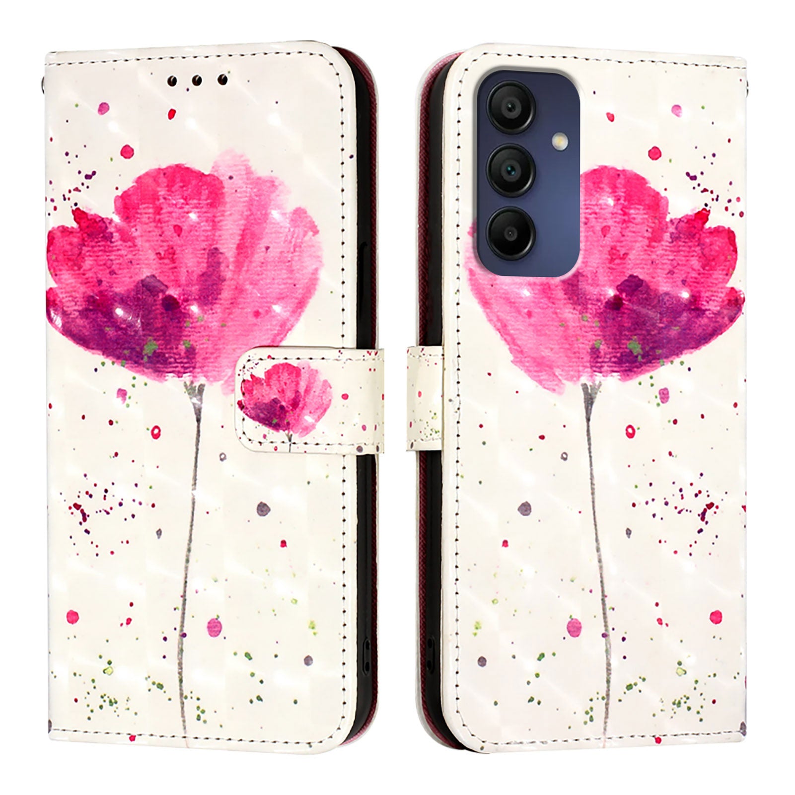 For Samsung Galaxy A16 5G / A16 4G Leather Case YB Pattern Printing Leather Series-2 Pattern Printing Wallet Stand Cover - Flower For Samsung Galaxy A16 5G / A16 4G Leather Case YB Pattern Printing Leather Series-2 Pattern Printing Wallet Stand Cover - Flower